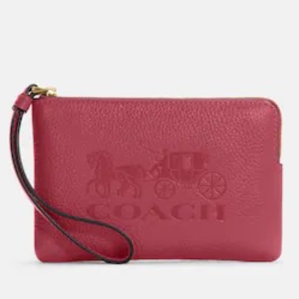 Coach Corner Zip Wristlet with Embossed Horse and Carriage